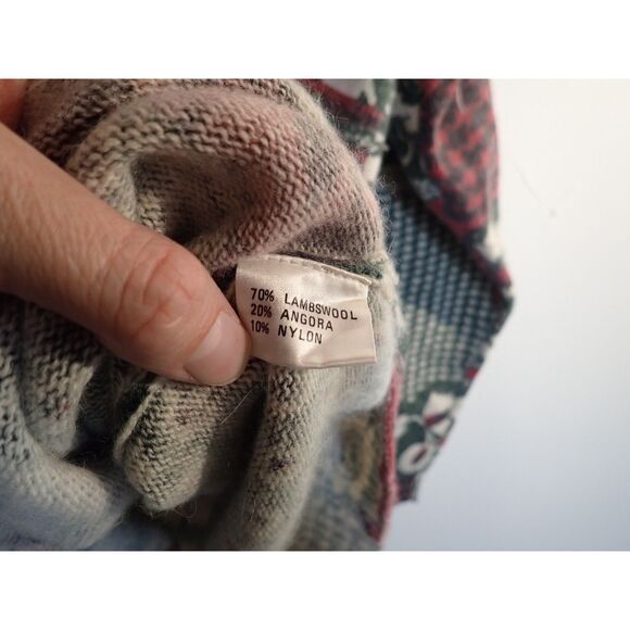 Feminin Ladies High Fashion Christmas Patchwork Sweater Large Lambswool Angora - Picture 10 of 10